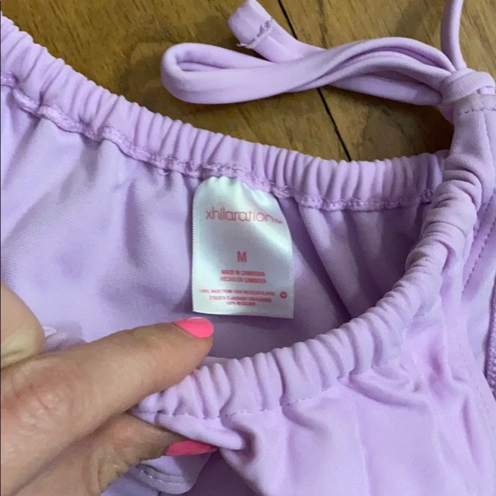 Xhilaration Lilac Ruched String Bikini Set - Picture 5 of 6